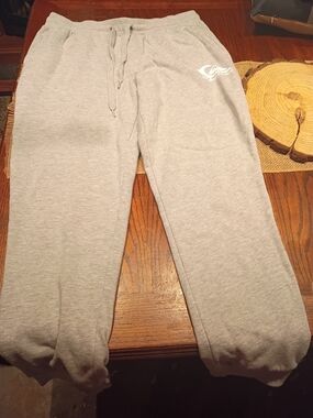 Quiksilver Light Gray Mens Fleece Joggers with Logo